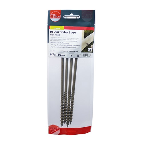 TIMCO Timber Screws - Hex Head - Exterior - Green 6.7 x 150mm (4 Pack)