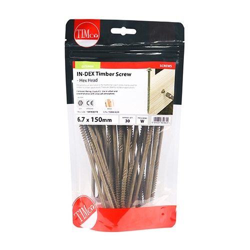 TIMCO Timber Screws - Hex Head - Exterior - Green 6.7 x 150mm (30)