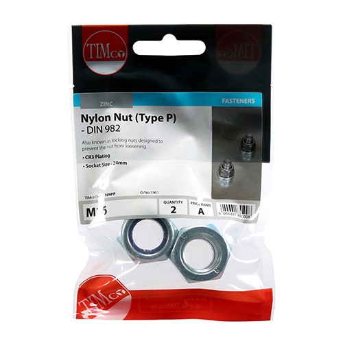 TIMCO Nylon Nuts - Type P - Zinc M16 (2 Pack)