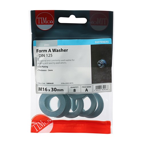 TIMCO Form A Washers - Zinc M16 (8 Pack)