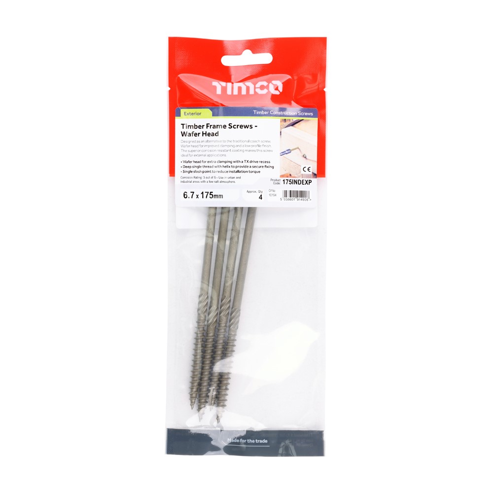 TIMCO Hex Head Timber Screws Green 6.7 x 175mm (4 Pack)