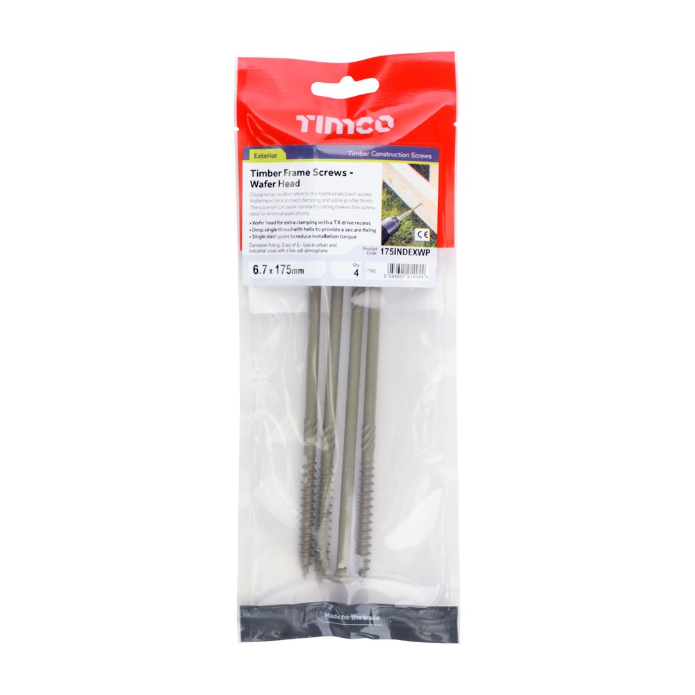 TIMCO Wafer Head Timber Screws Green 6.7 x 175mm (4 Pack)