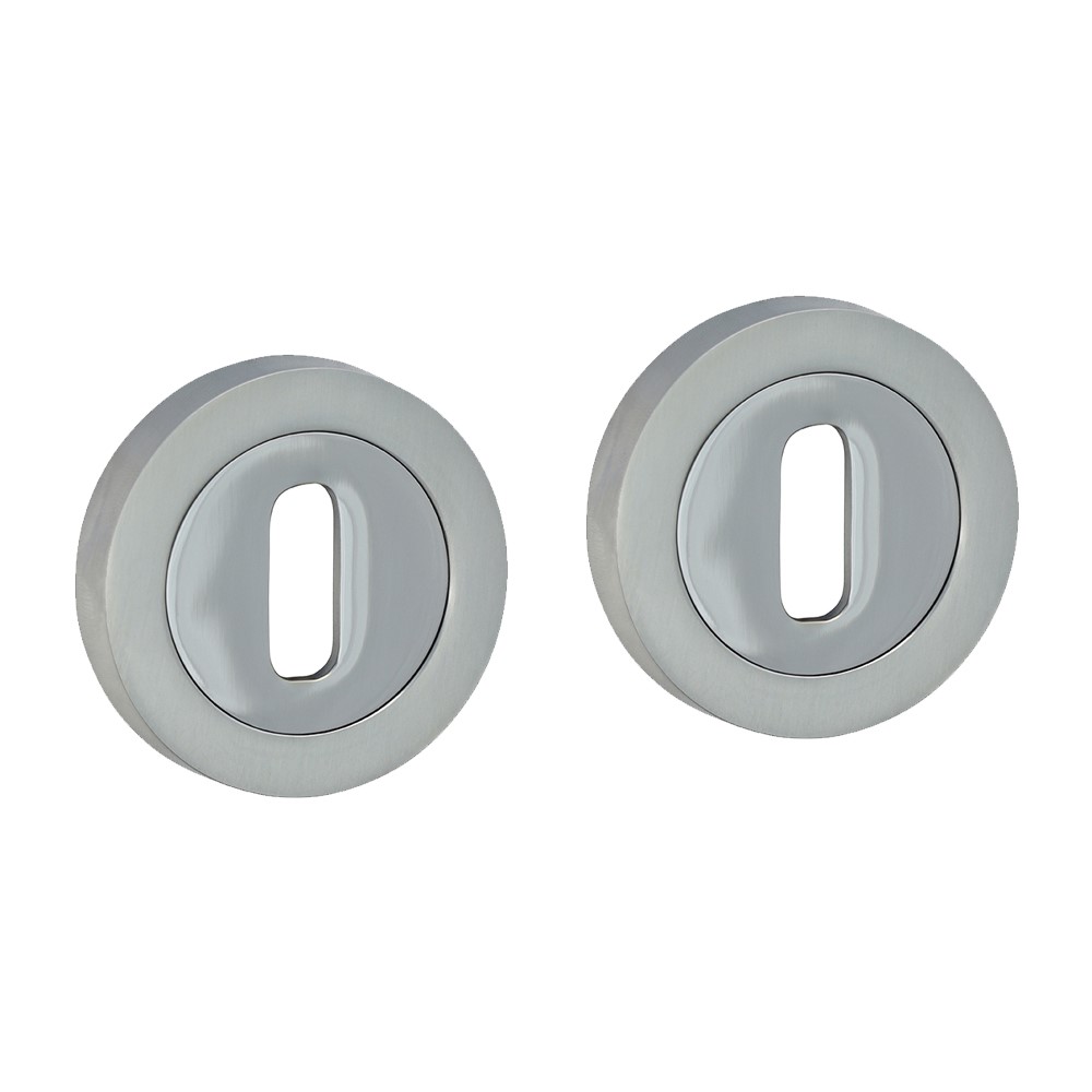 TIMCO Standard Profile Escutcheon - Polished & Satin Chrome 51mm (2 Pack)