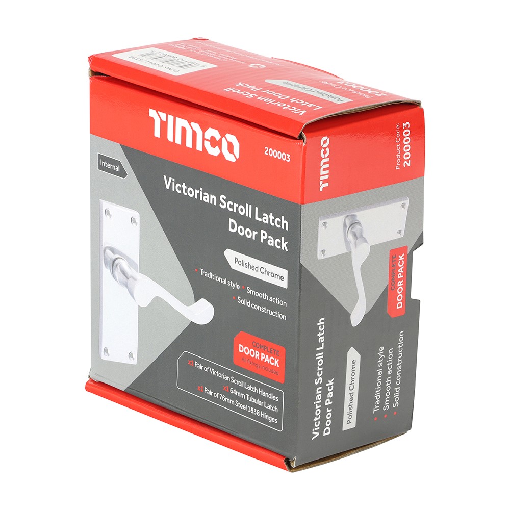 TIMCO Victorian Scroll Latch Door Pack - Polished Chrome Mixed