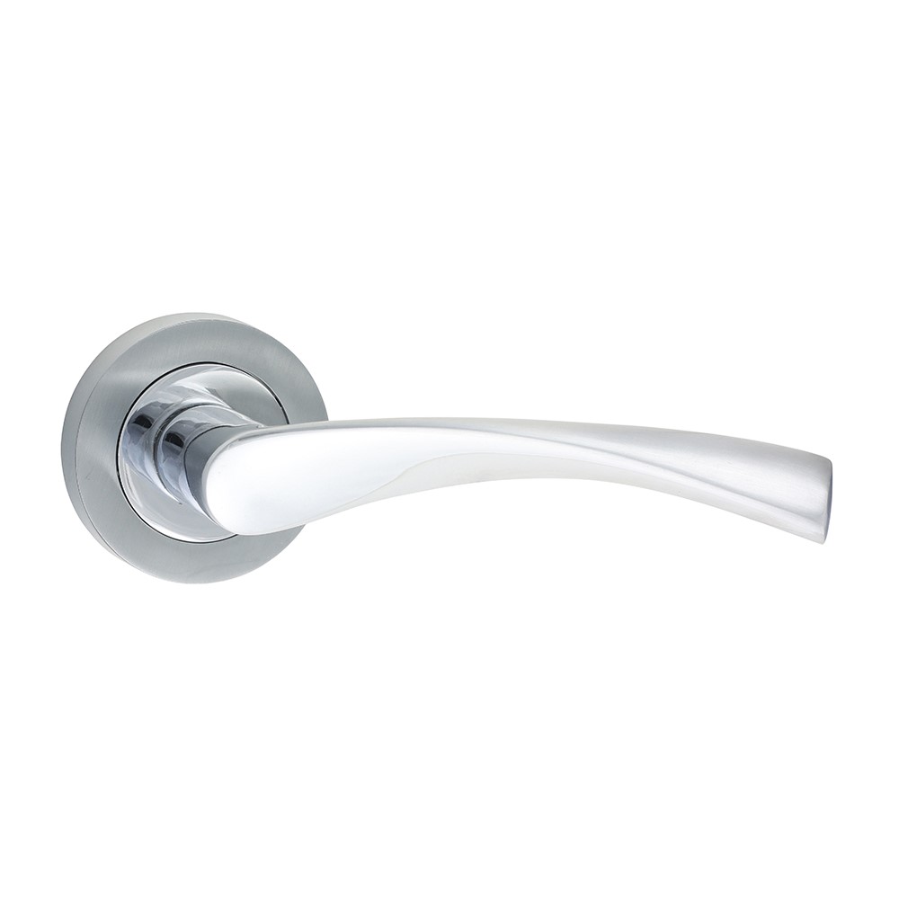 TIMCO Edleston Lever On Rose Handles - Polished & Satin Chrome 51mm (2 Pack)