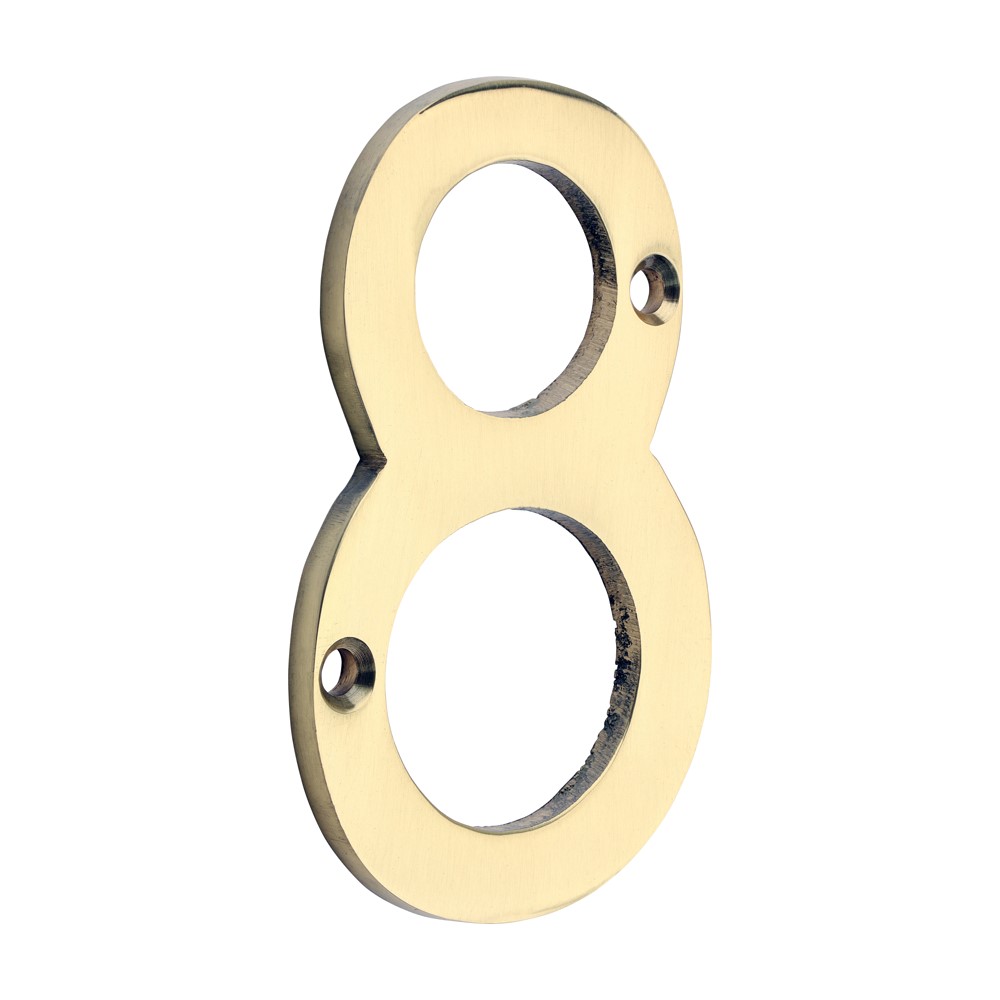 TIMCO Door Numeral 8 Polished Brass 75mm