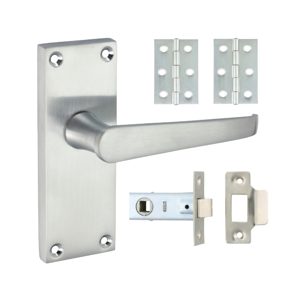 TIMCO Victorian Straight Latch Door Pack - Satin Chrome Mixed (2 Pack)