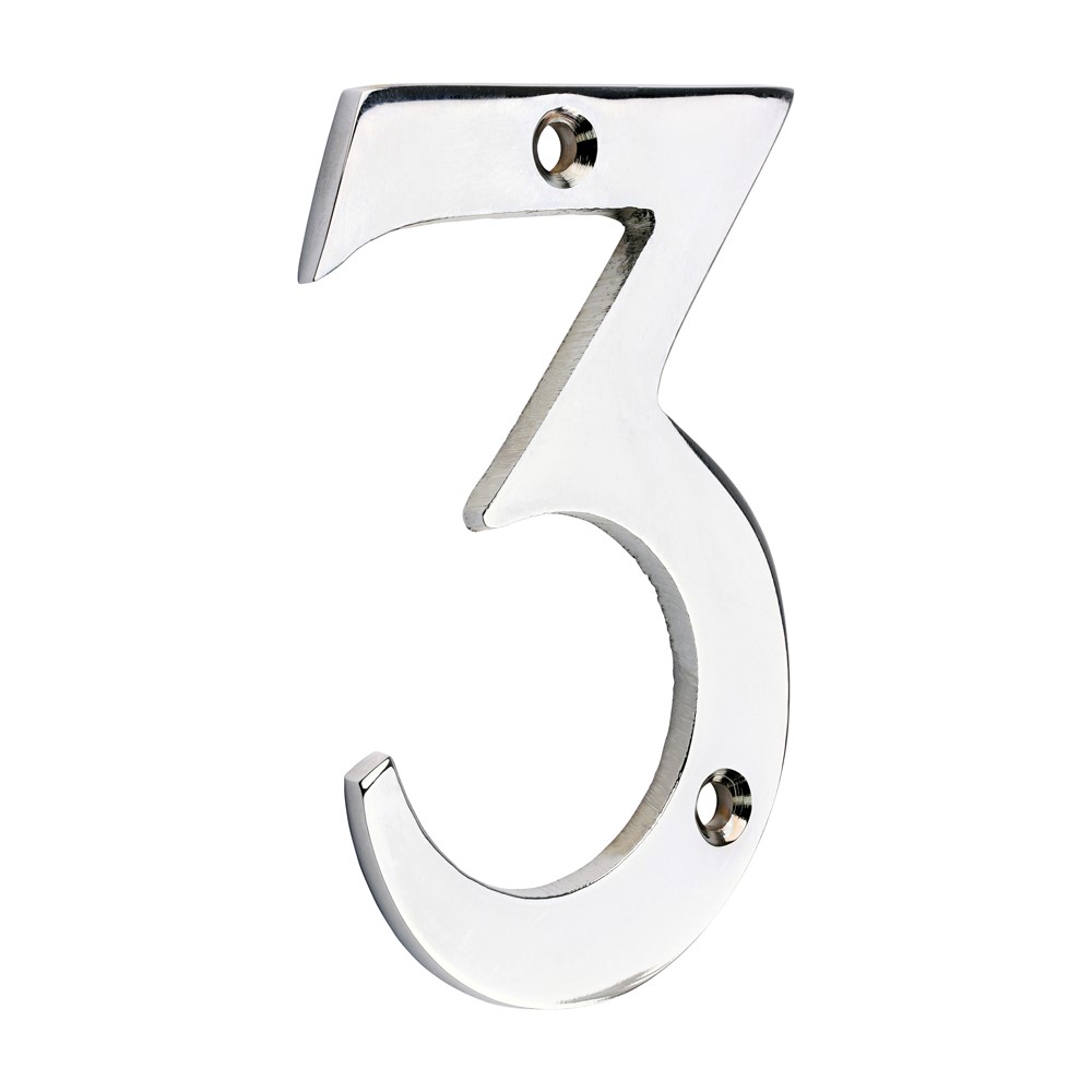 TIMCO Door Numeral 3 Polished Chrome 75mm