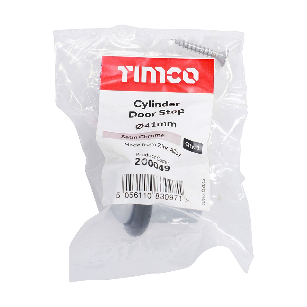 TIMCO Cylinder Door Stop - Satin Chrome 41mm