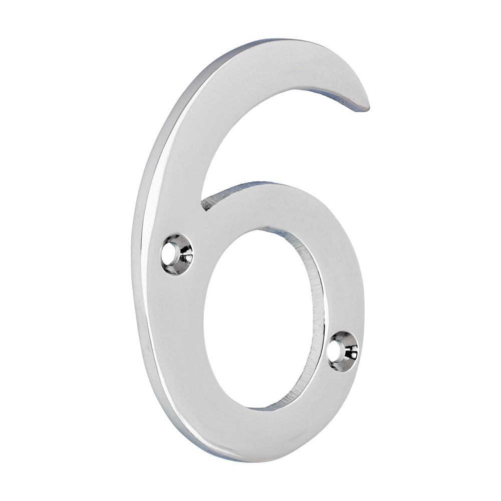 TIMCO Door Numeral 6 Polished Chrome 75mm