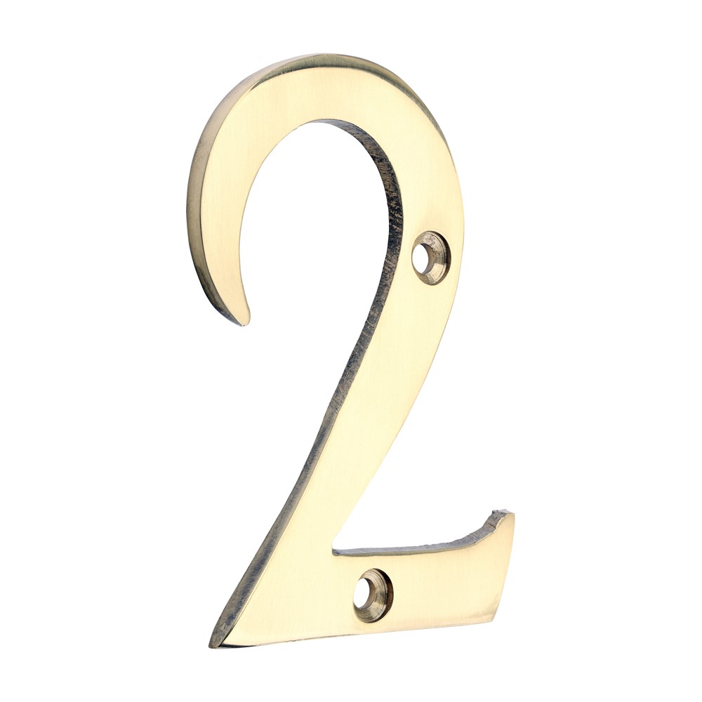 TIMCO Door Numeral 2 Polished Brass 76mm