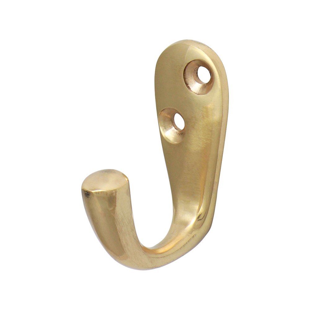 TIMCO Single Robe Hook - Polished Brass 44 x 18mm