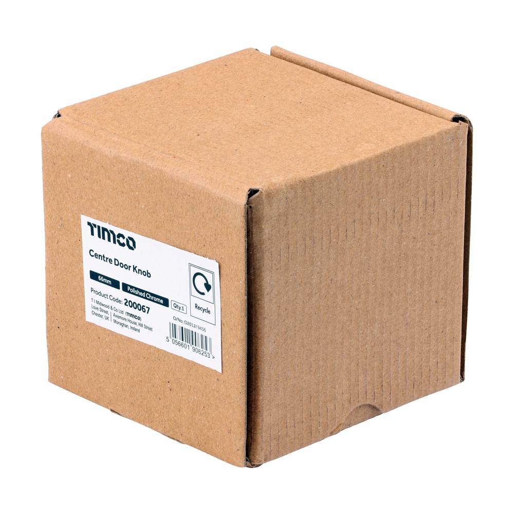 TIMCO Centre Door Knob Polished Chrome 66mm (1)