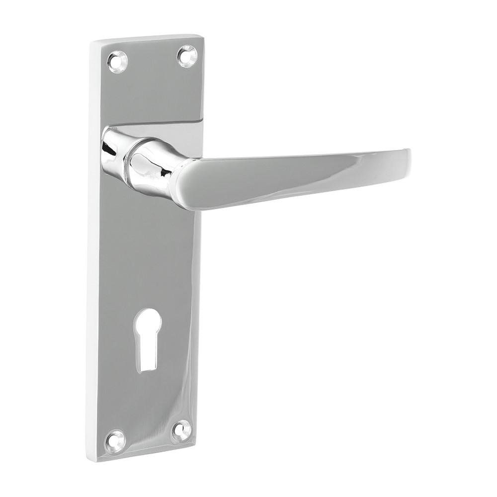 TIMCO Victorian Straight Lock Handles - Polished Chrome 152 x 43mm (2 Pack)