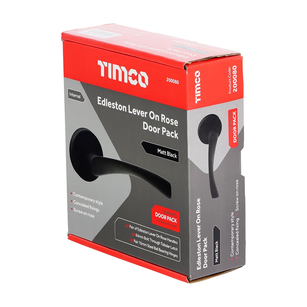 TIMCO Edleston Lever On Rose Door Pack - Matt Black Mixed