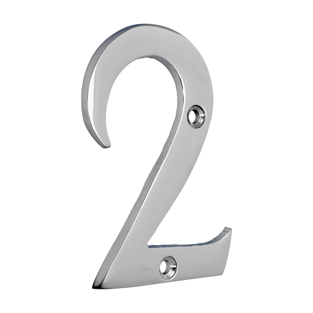 TIMCO Door Numeral 2 Polished Chrome 76mm