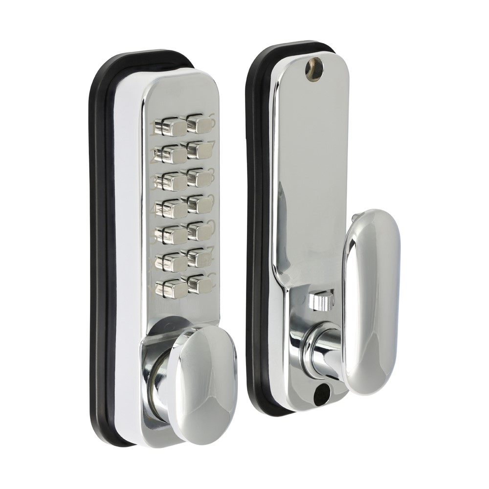 TIMCO Push Button Digital Lock Polished Chrome 142 x 41mm (1)