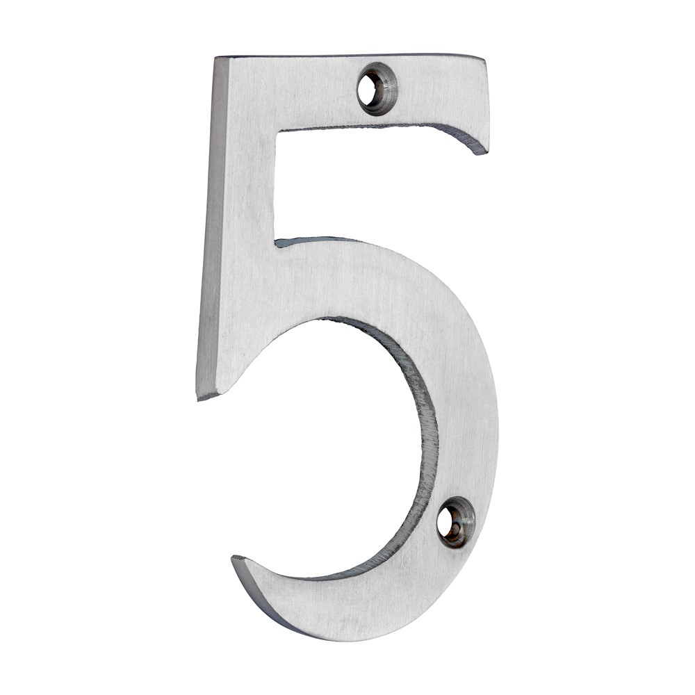 TIMCO Door Numeral 5 Satin Chrome 75mm