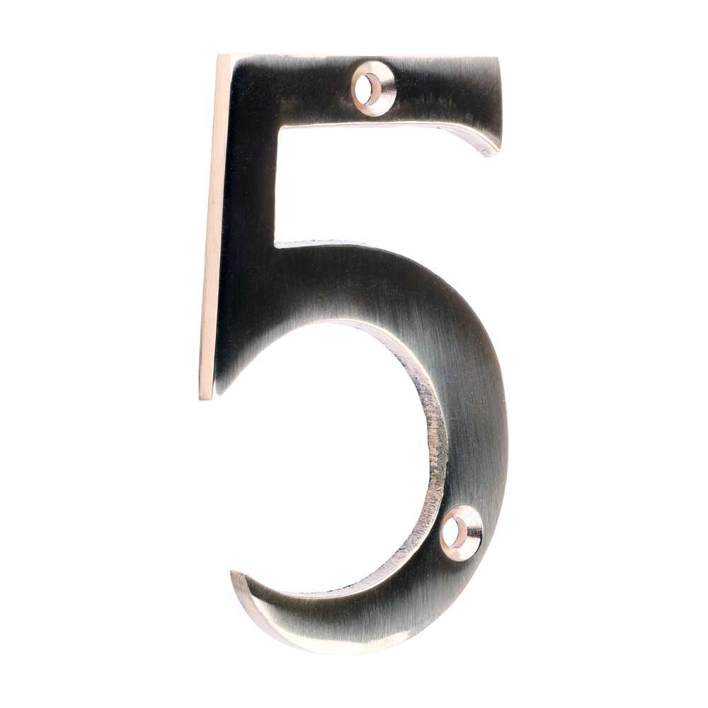 TIMCO Door Numeral 5 Polished Brass 75mm