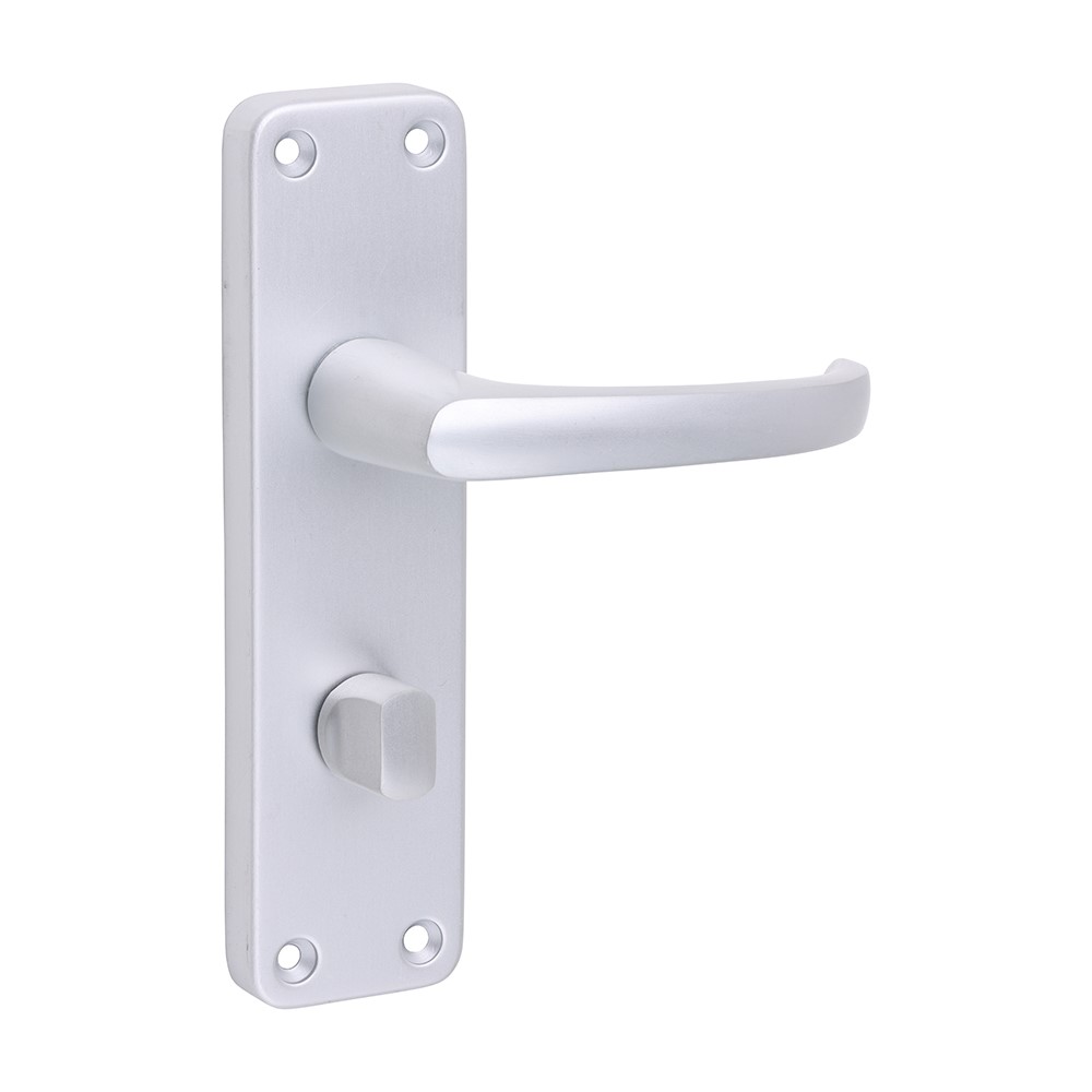 TIMCO Contractors Lever Bathroom/Privacy Handles - Satin Anodised Aluminium 154 x 40mm (2 Pack)