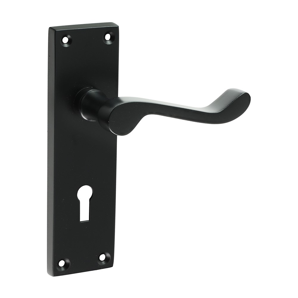 TIMCO Victorian Scroll Lock Handles - Matt Black 152 x 42mm (2 Pack)