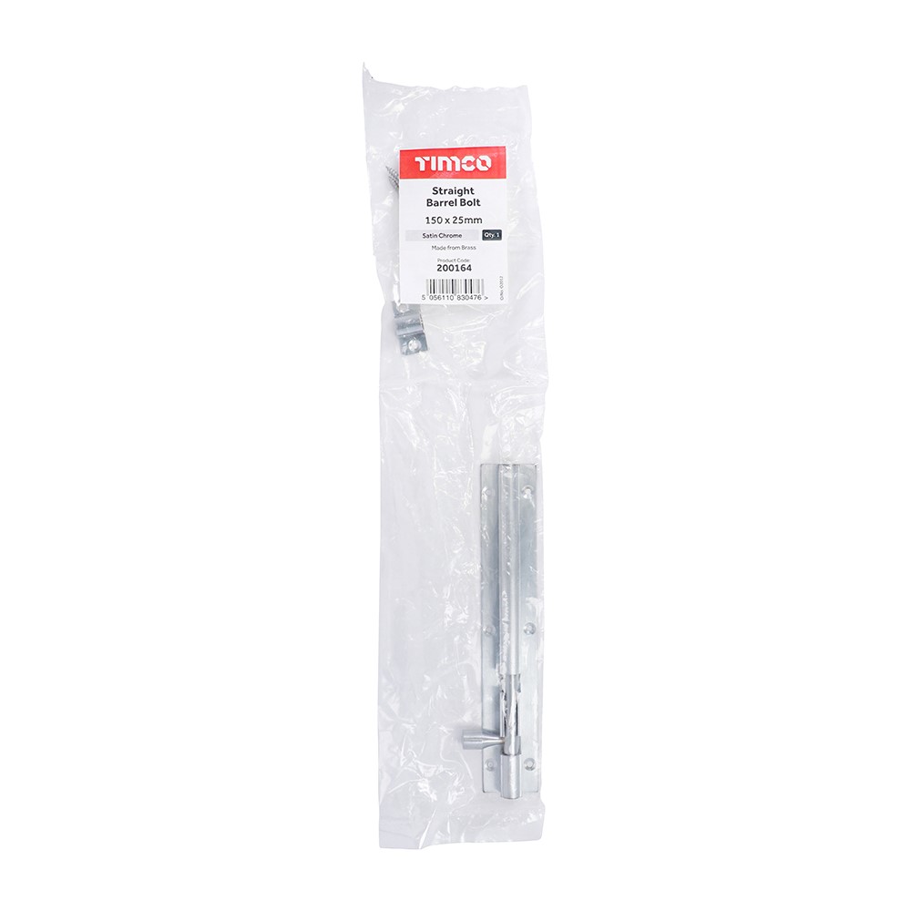 TIMCO Straight Barrel Bolt - Satin Chrome 150 x 25mm