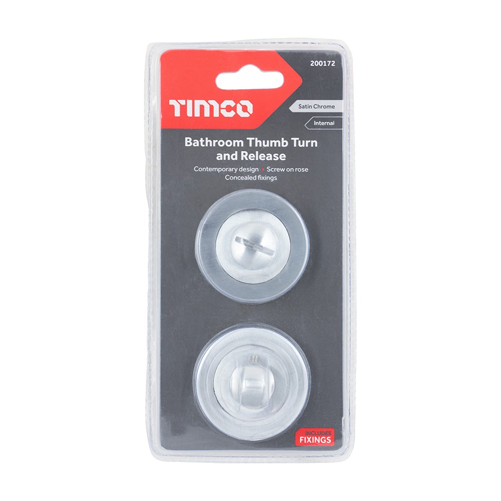 TIMCO Bathroom Thumb Turn And Release - Satin Chrome 51mm