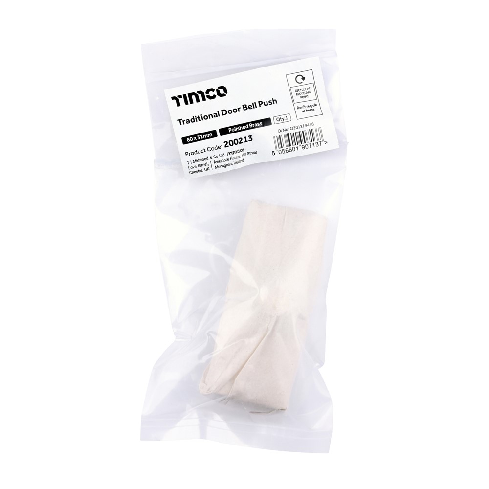 TIMCO Door Bell Polished Brass 80 x 31mm (1)