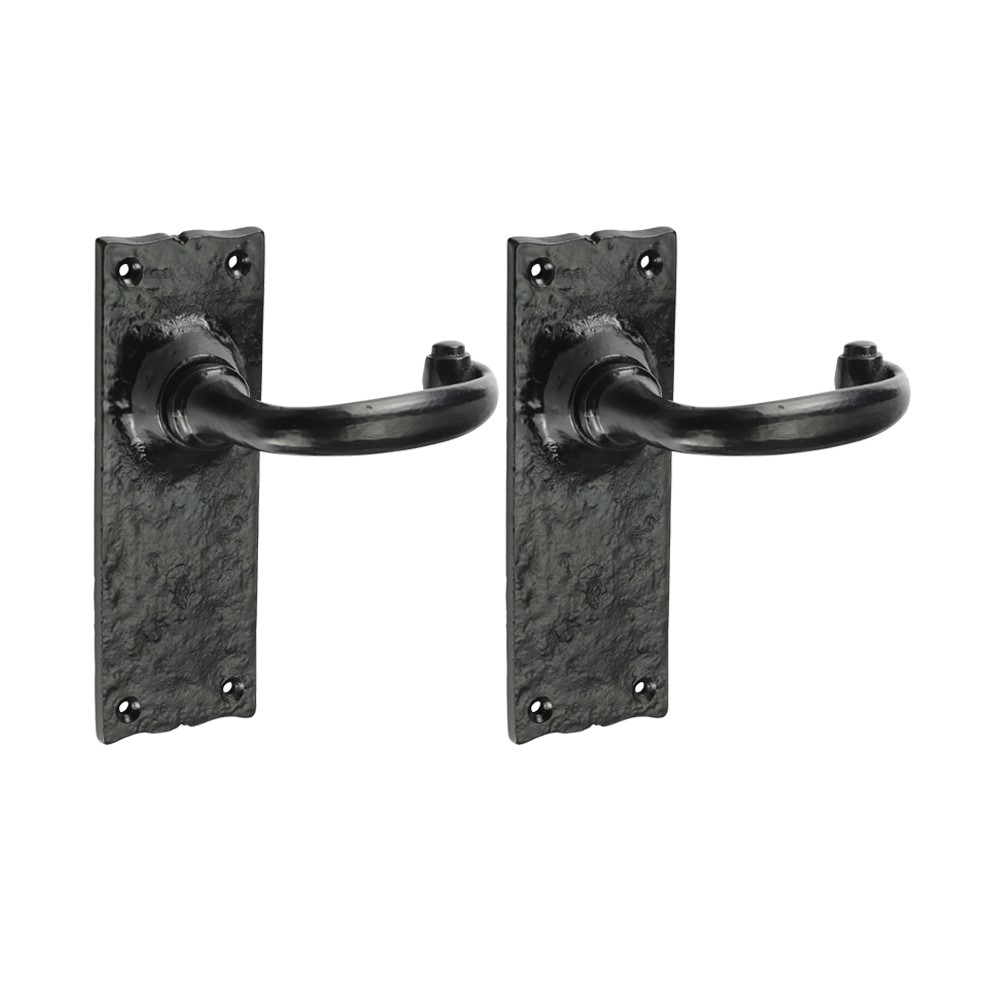 TIMCO Traditional Lever Latch Handles - Antique Black 155 x 54mm (2 Pack)