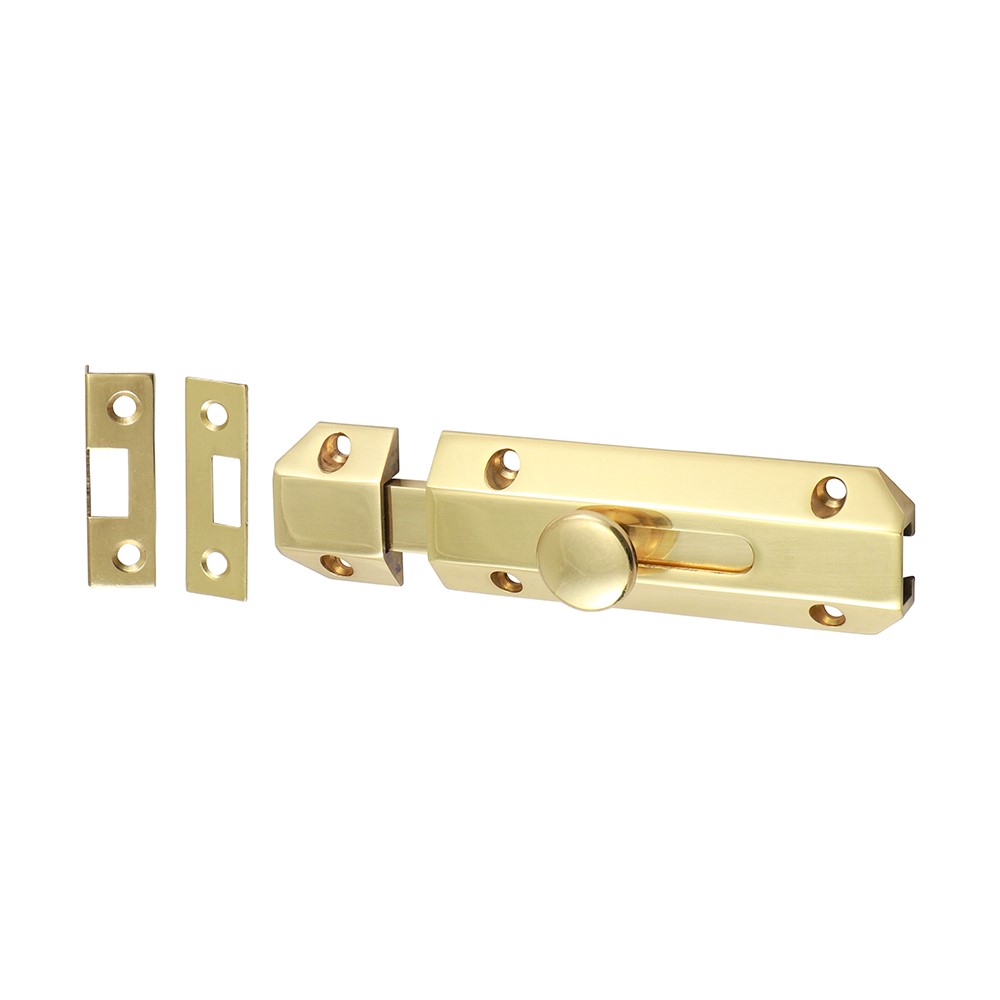 TIMCO Architectural Flat Section Bolt - Polished Brass 100 x 35mm