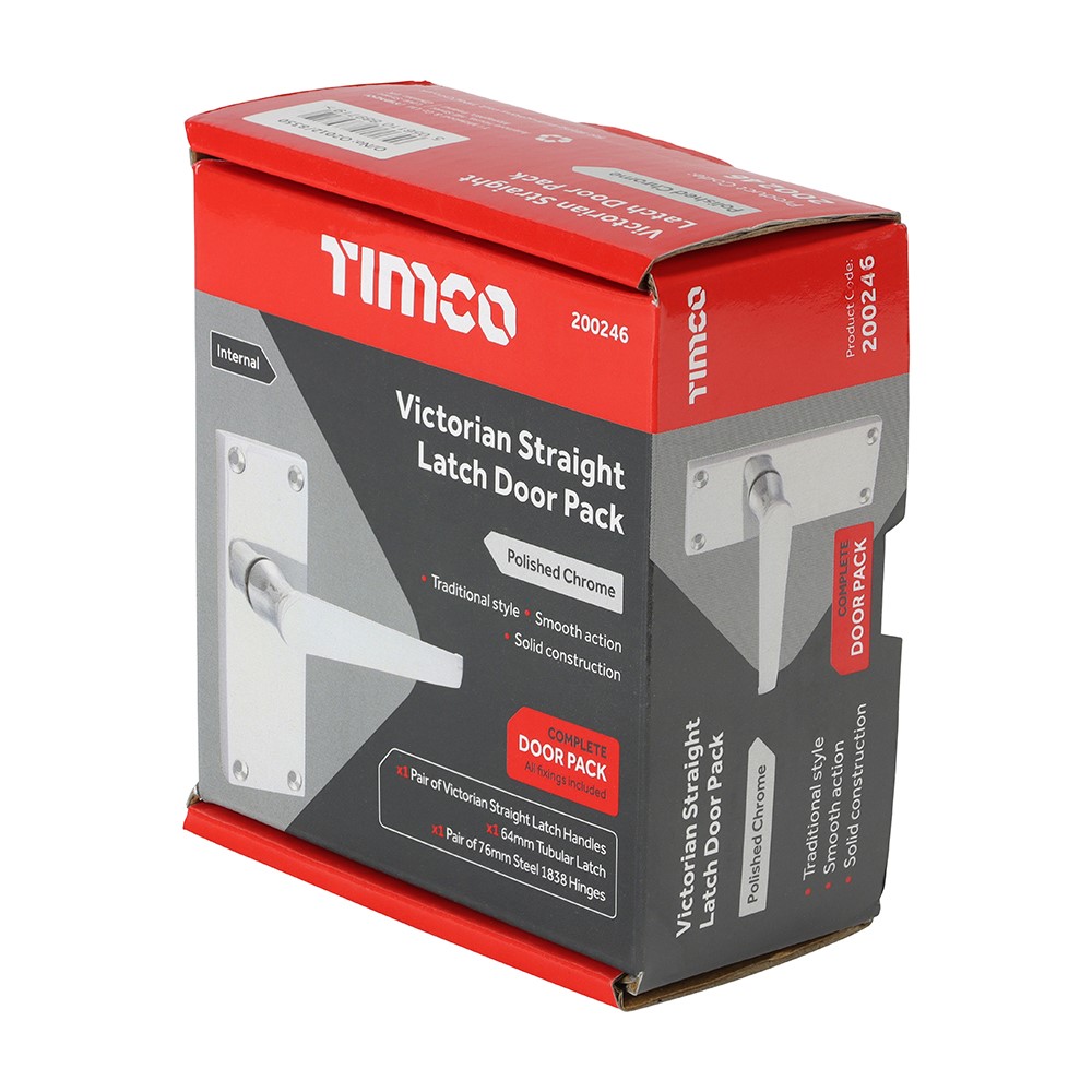 TIMCO Victorian Straight Latch Door Pack - Polished Chrome Mixed
