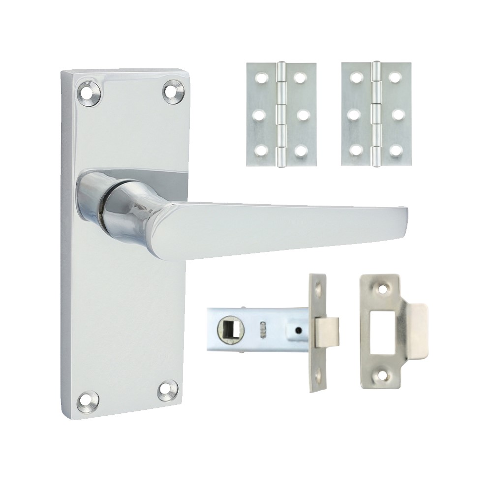 TIMCO Victorian Straight Latch Door Pack - Polished Chrome Mixed