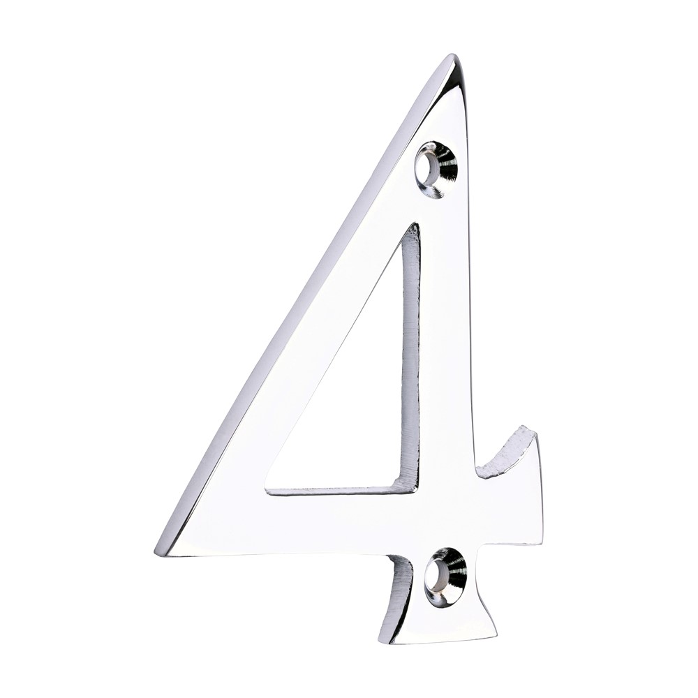 TIMCO Door Numeral 4 Polished Chrome 75mm