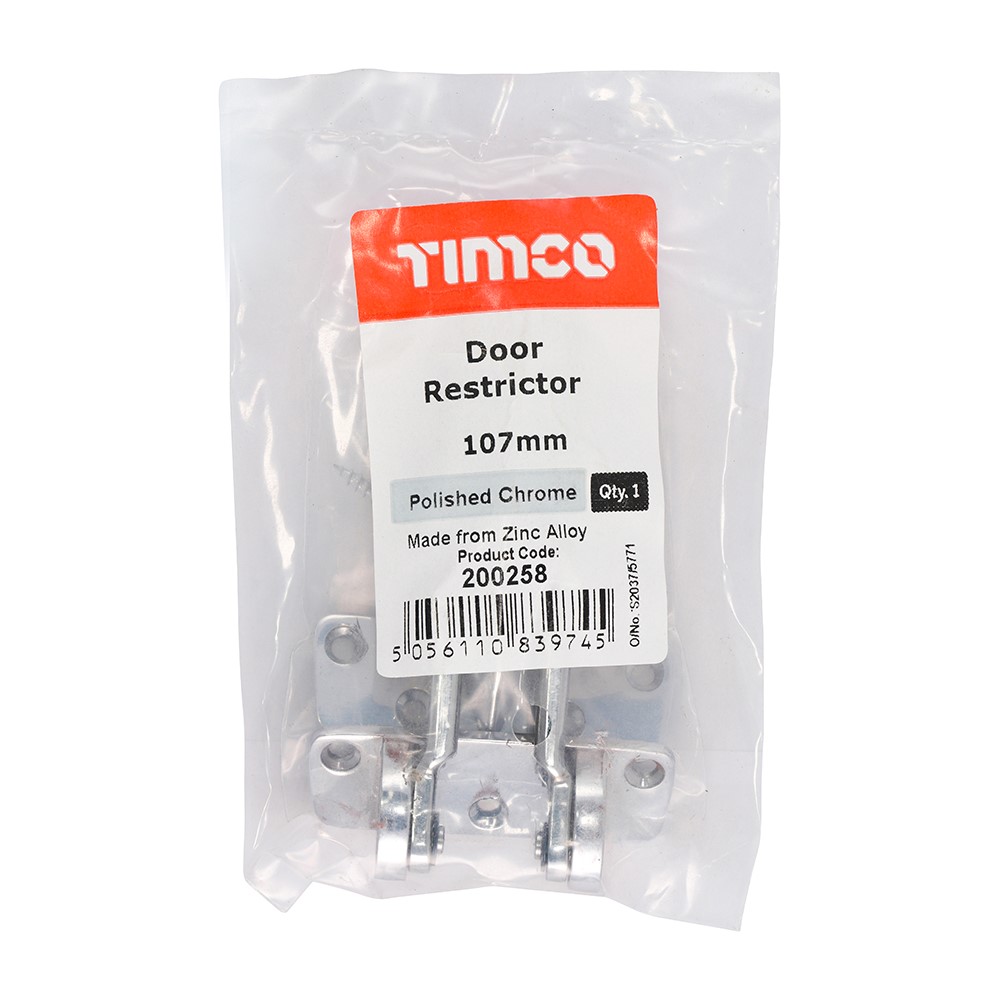 TIMCO Door Restrictor - Polished Chrome 107mm