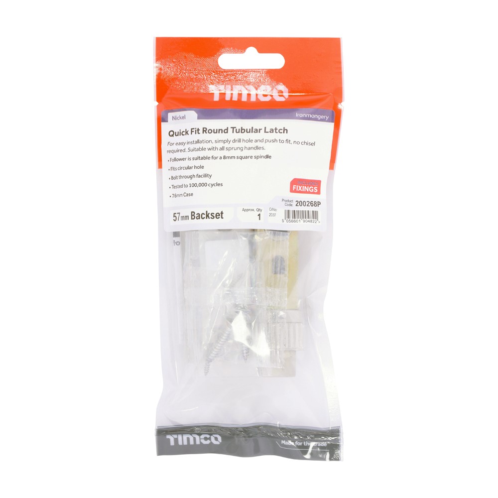 TIMCO QuickFit Round Latch Nickel 76mm Case / 57mm Backset (1)
