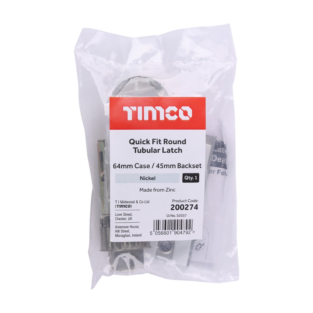 TIMCO QuickFit Round Latch Nickel 64mm Case / 45mm Backset (1)