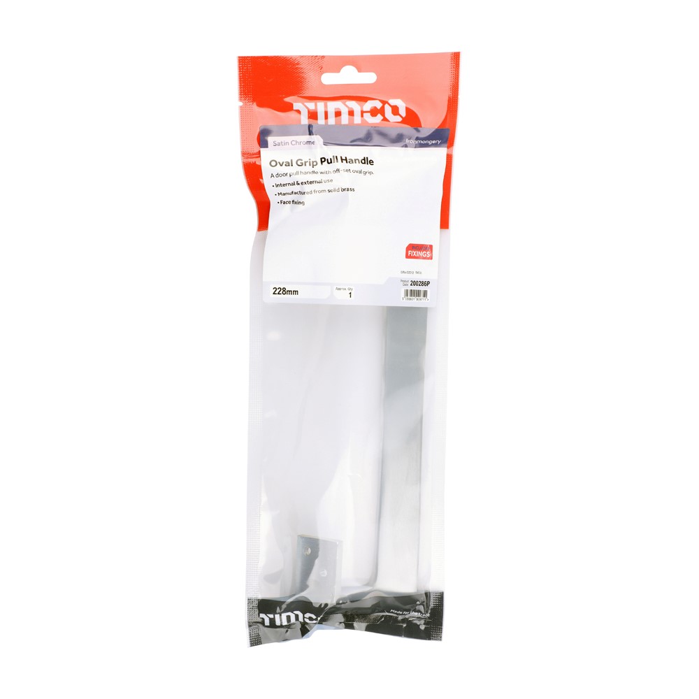 TIMCO Oval Grip Pull Handle Satin Chrome 228mm (1)