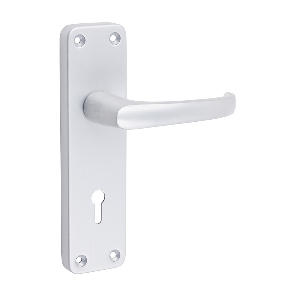 TIMCO Contractors Lever Lock Handles - Satin Anodised Aluminium 154 x 40mm (2 Pack)