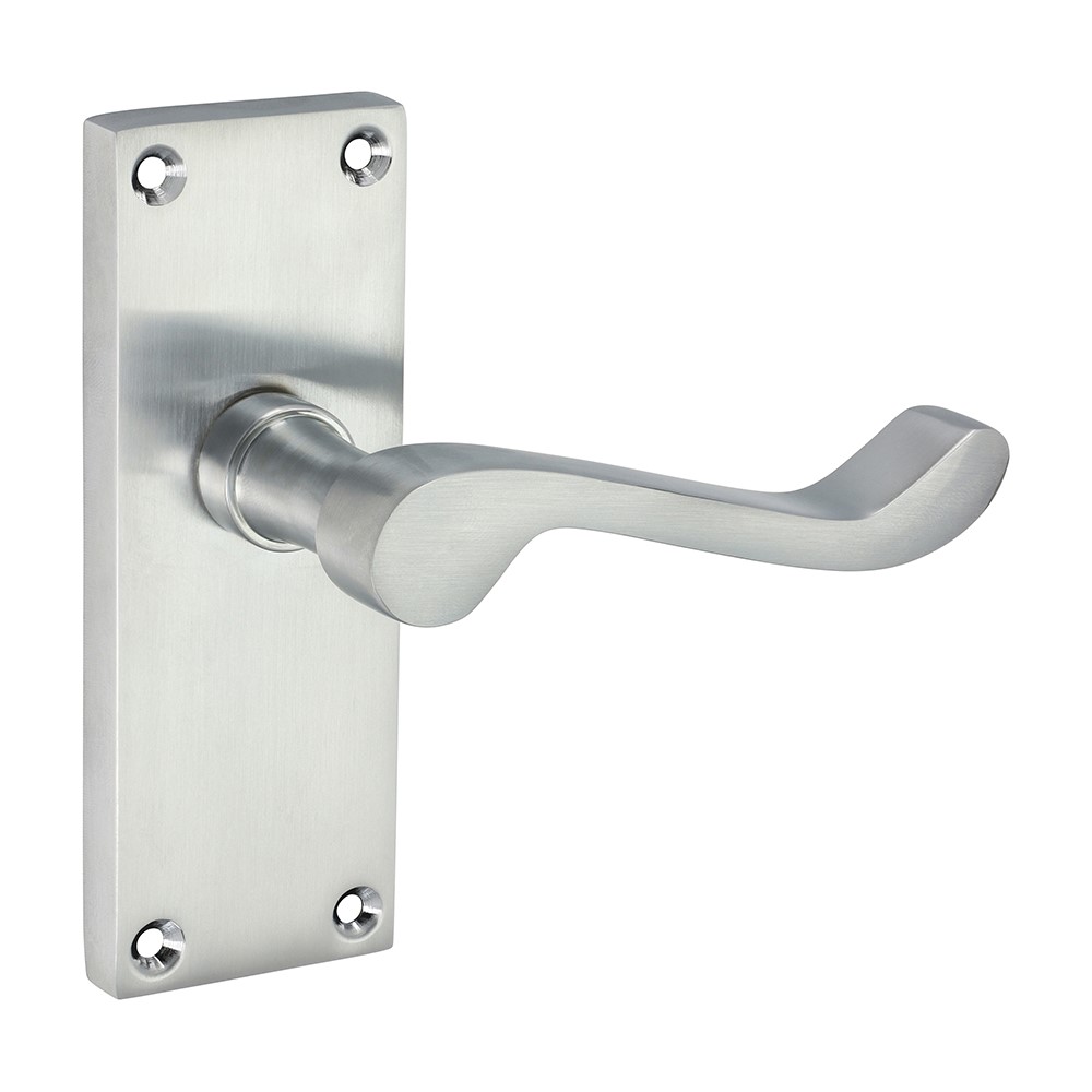 TIMCO Victorian Scroll Latch Handles - Satin Chrome 114 x 42mm (2 Pack)