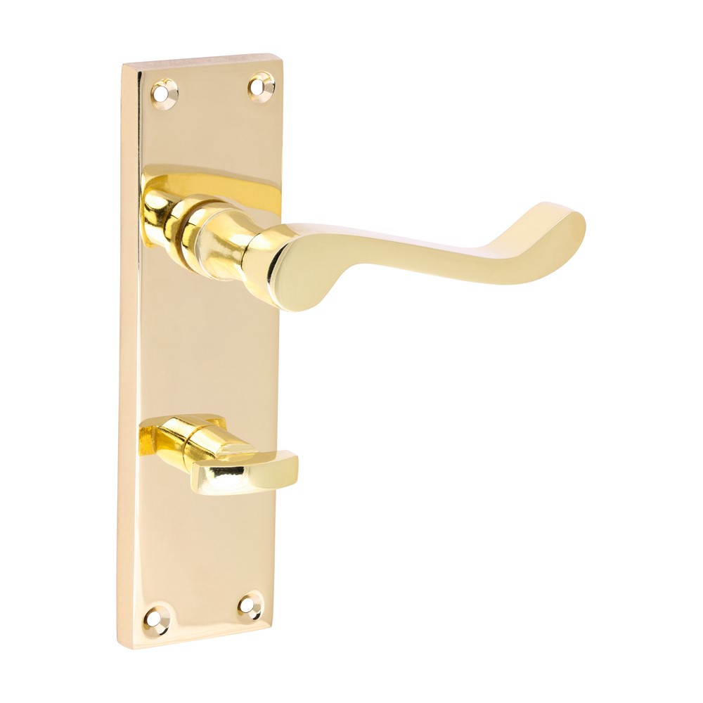 TIMCO Victorian Scroll WC Handles Electro Brass 152 x 42mm (1)