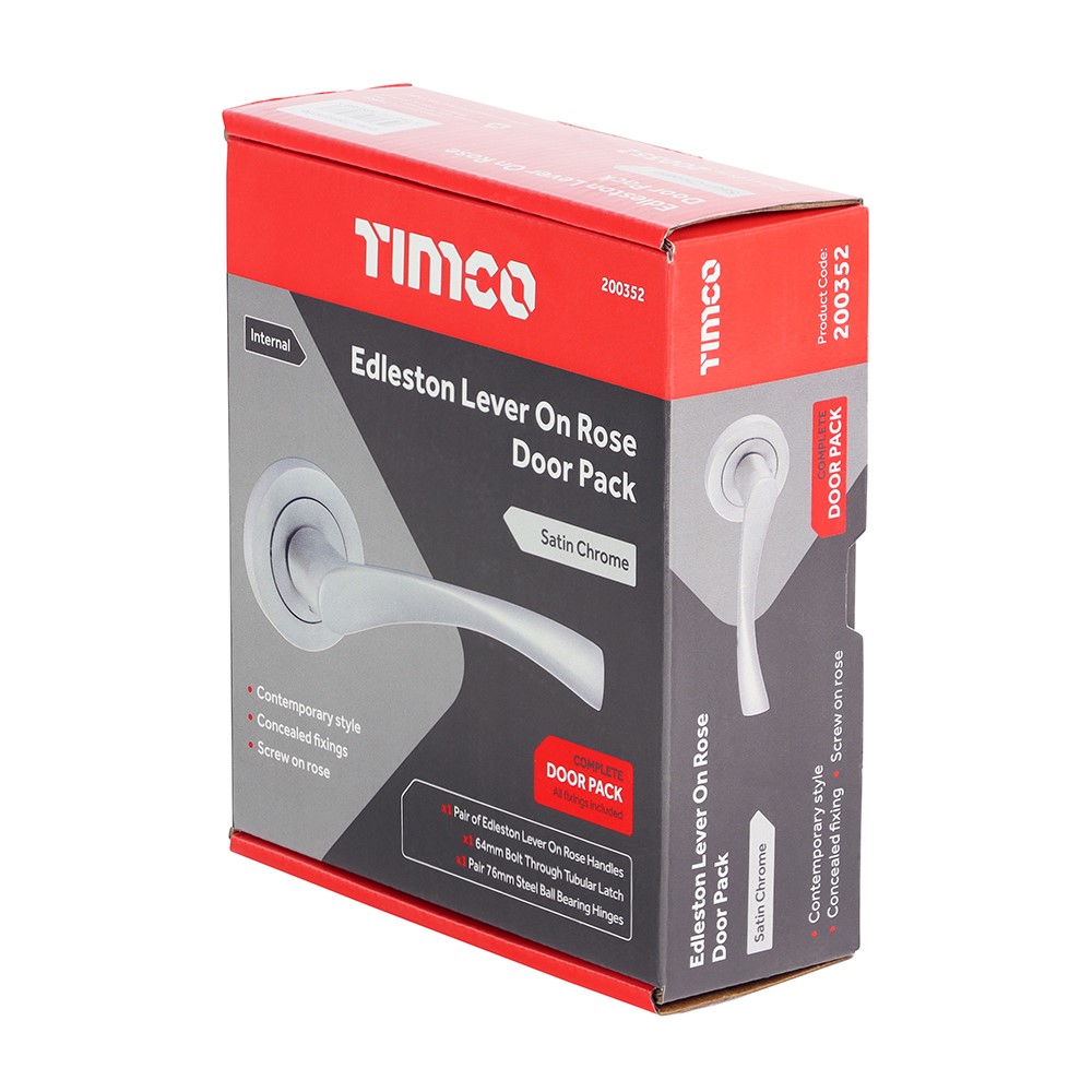 TIMCO Edleston Lever On Rose Door Pack - Satin Chrome Mixed