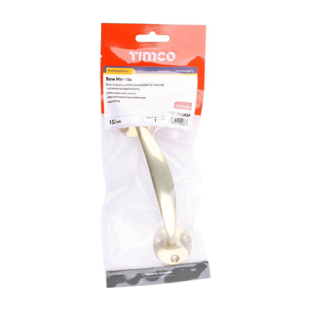 TIMCO Bow Handle Polished Brass 152mm (1)