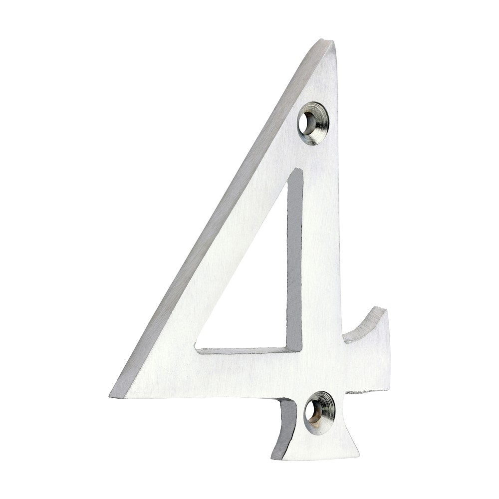 TIMCO Door Numeral 4 Satin Chrome 75mm
