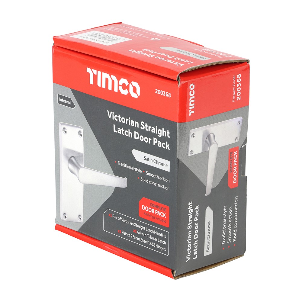 TIMCO Victorian Straight Latch Door Pack - Satin Chrome Mixed