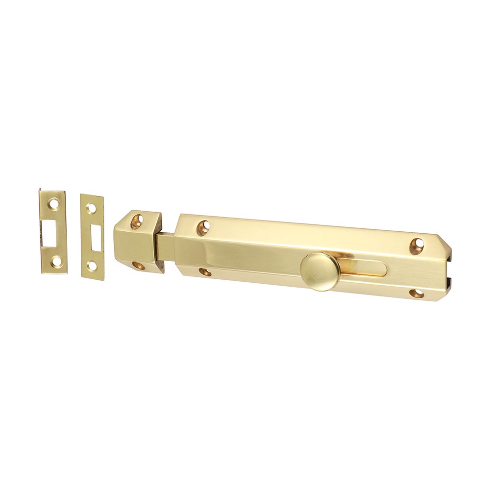 TIMCO Architectural Flat Section Bolt - Polished Brass 150 x 35mm
