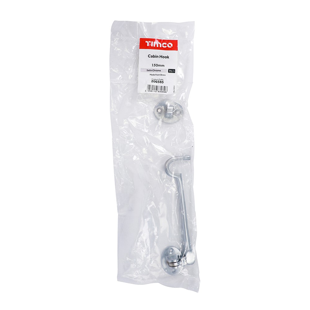 TIMCO Cabin Hook - Satin Chrome 150mm