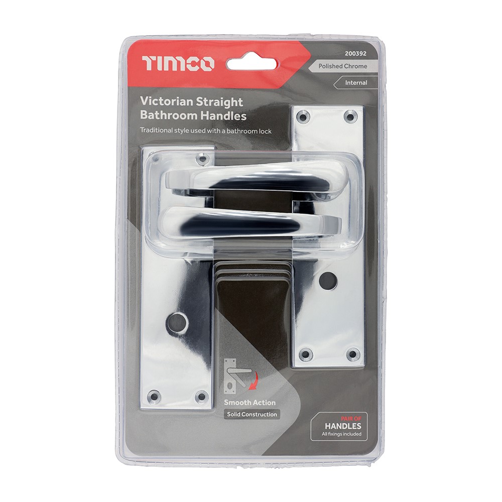 TIMCO Victorian Straight Bathroom Handles - Polished Chrome 152 x 43mm (2 Pack)