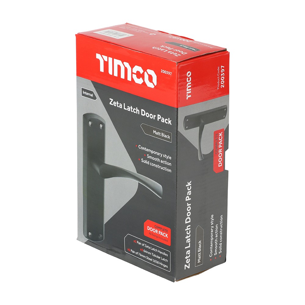 TIMCO Zeta Latch Door Pack - Matt Black Mixed