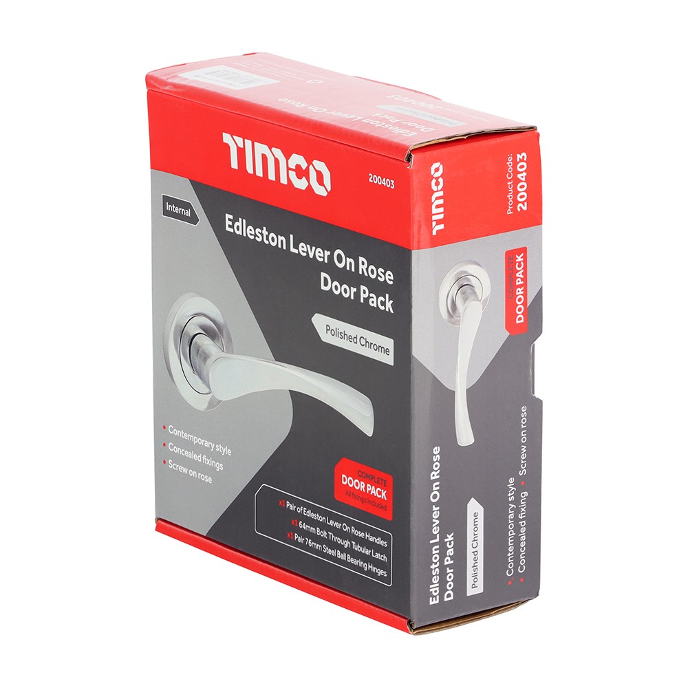 TIMCO Edleston Lever On Rose Door Pack - Polished Chrome Mixed
