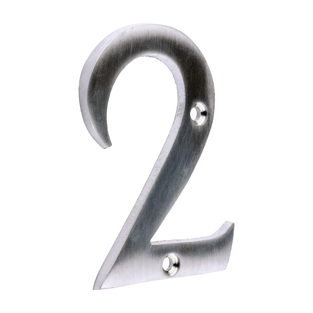 TIMCO Door Numeral 2 Satin Chrome 76mm